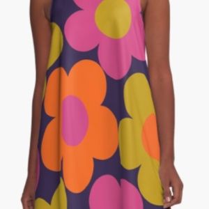 Redbubble 60's Style Retro A-Line Dress XS (US Size 6)